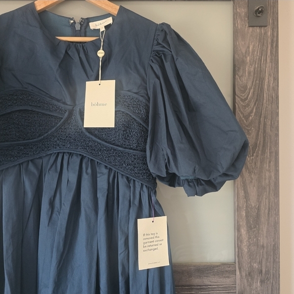 Bohme Navy Blue Puff Sleeve Corset Dress - Picture 4 of 5